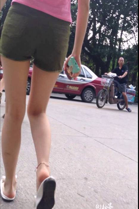 [街拍客视频]jx0061 街拍绿色热裤长发美女
